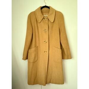 Vintage 60's Bresee's Tan Neutral Long Jacket Camel Hair Wool Winter Coat Small